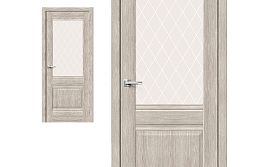 Межкомнатная дверь Браво Эко Шпон Прима-3 Cappuccino Melinga, стекло White Сrystal